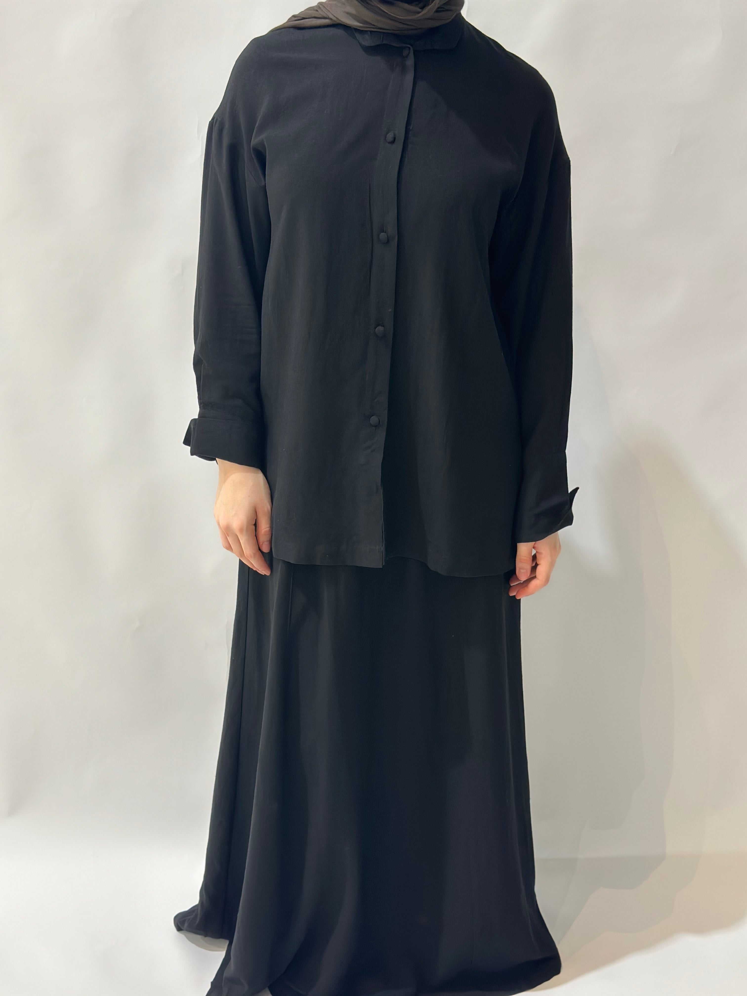 Sienna Set - Black (Skirt + Shirt)