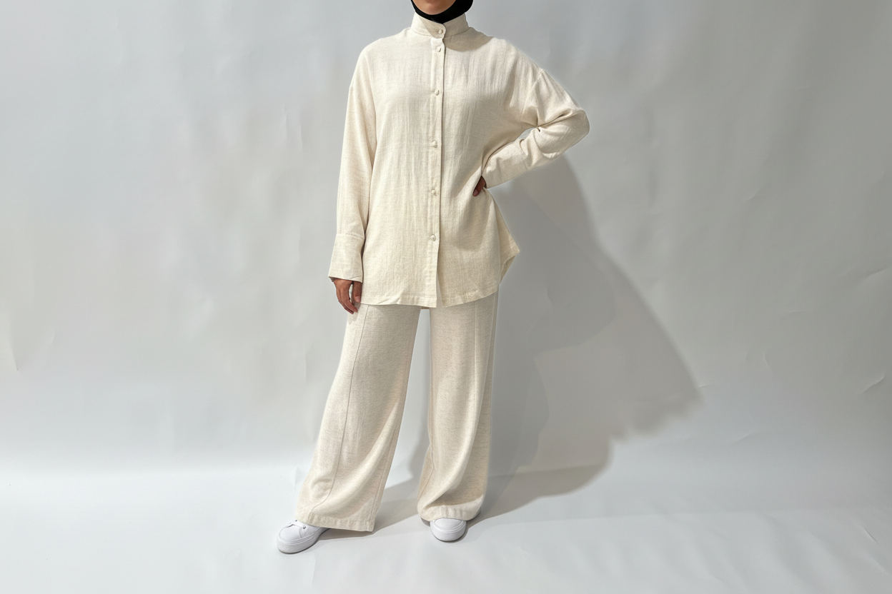 Sienna Pants Set - Beige (Pants + Shirt)