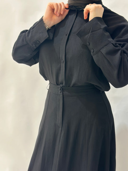 Sienna Set - Black (Skirt + Shirt)